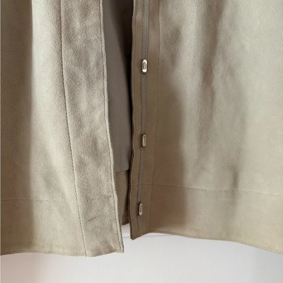 Vintage 90s Express Beige Suede Leather Shirt Jacket - Picture 7 of 9